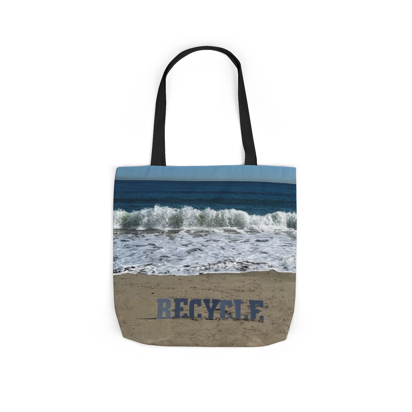 Recycle Tote Bag 18” x 18” same print on each side. 5 Handle Color Options. "Beach Recycle Bag Personalized”