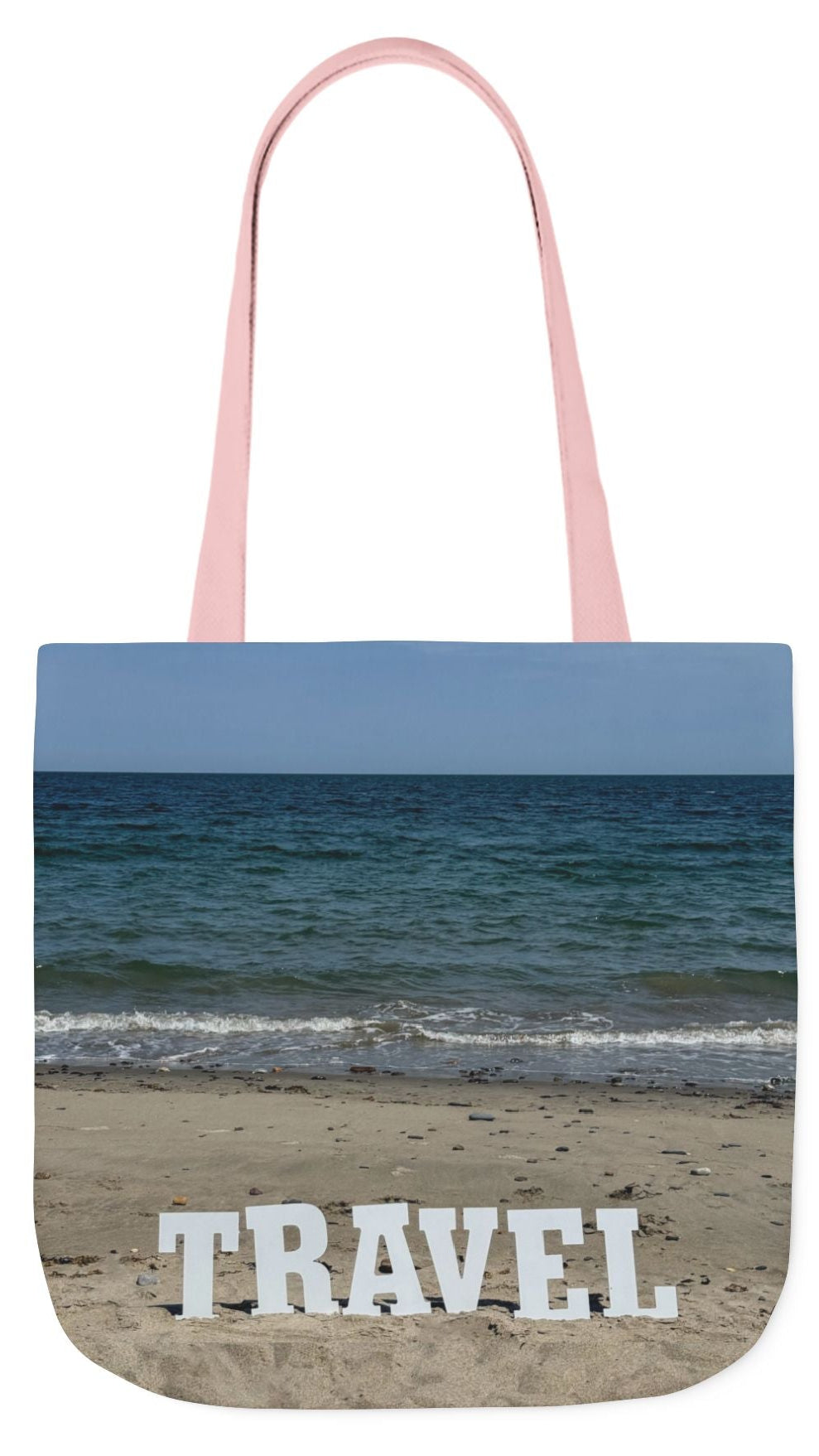 Travel Tote Bag 18” x 18” Same Allover Print on Each Side. 4 Different Handle Color Options. “Beach Travel Bag”(Personalize it)