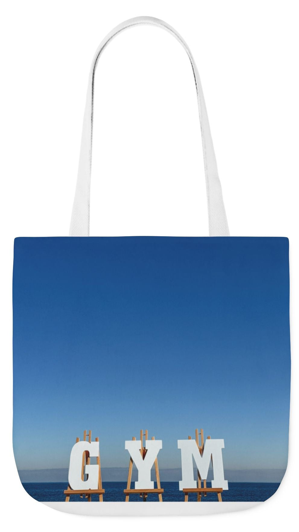 Gym Tote Bag “18 x 18” Same Print on Each Side. 4 Handle Color Options. “Seaside Gym Bag”.