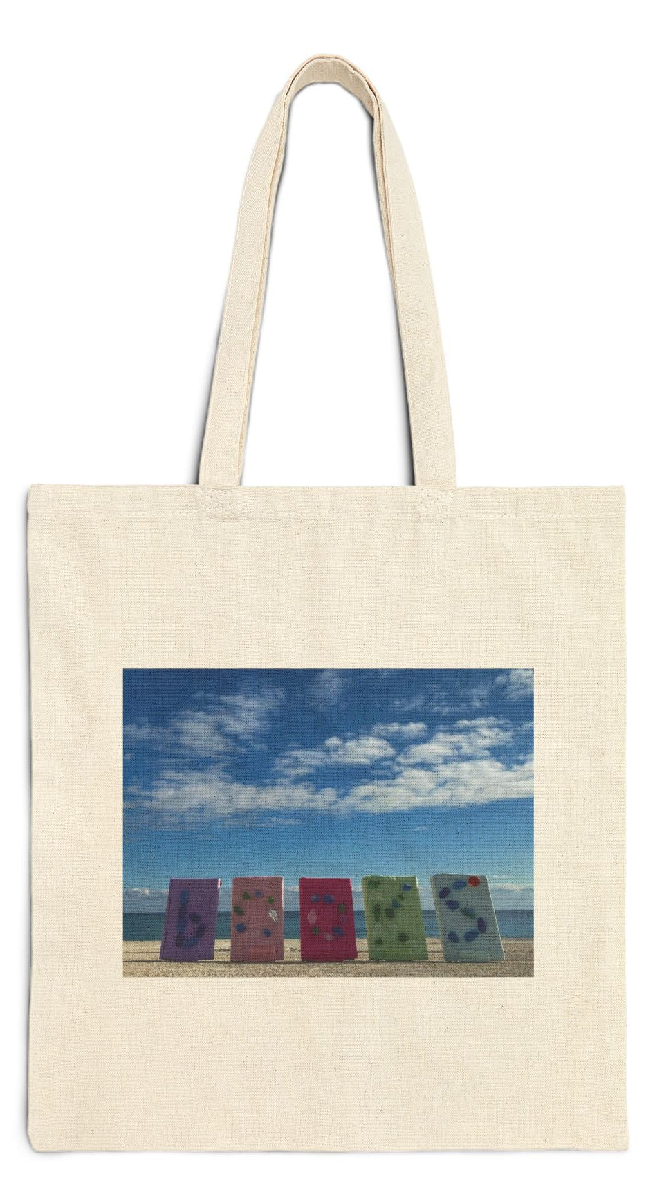 Book Tote Bag Natural Color 15" x 16" Cotton Canvas Print on One Side. "Shoreline Books"