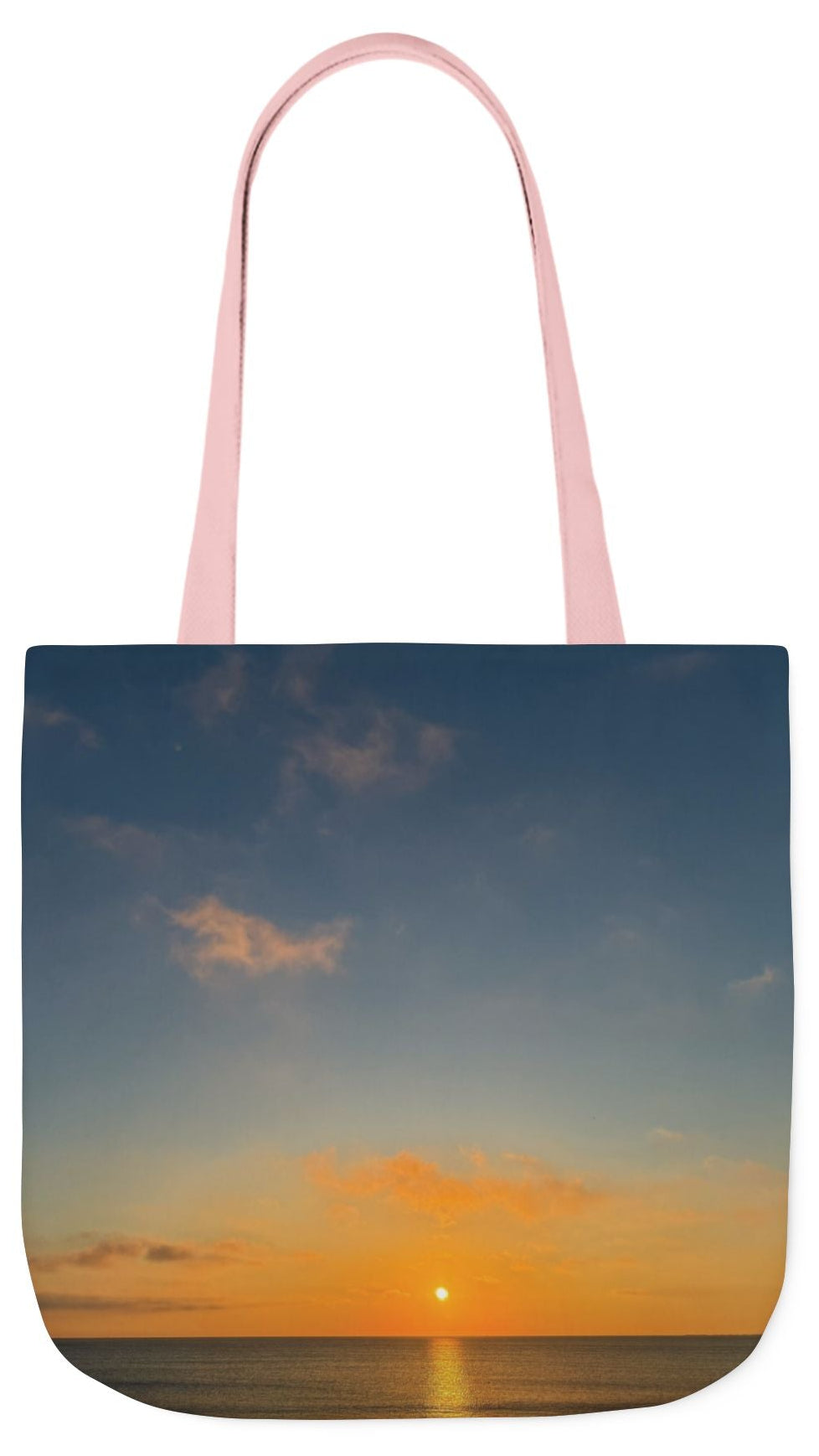 Personalized Everyday Tote Bag 18”x 18” different print on each side.5 Handle Color Options. “Seaside Sunrising Personalized”