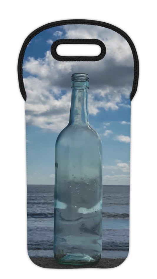 Wine Tote Bag for 1 Bottle with Same Print on Both Sides. "Seaside Cloud Bottle"