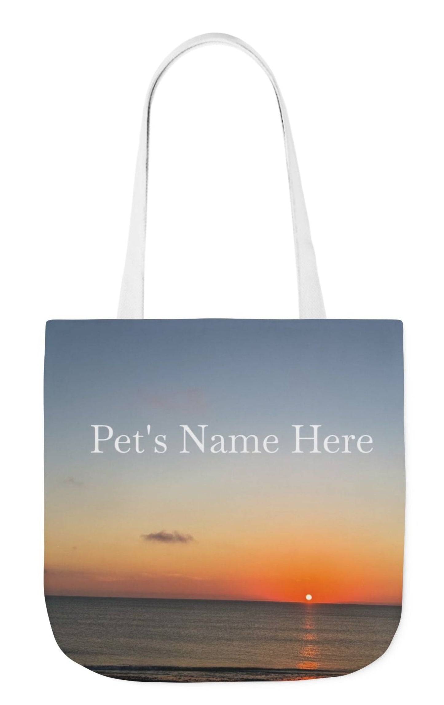 pet's name tote bag white handles sunrising