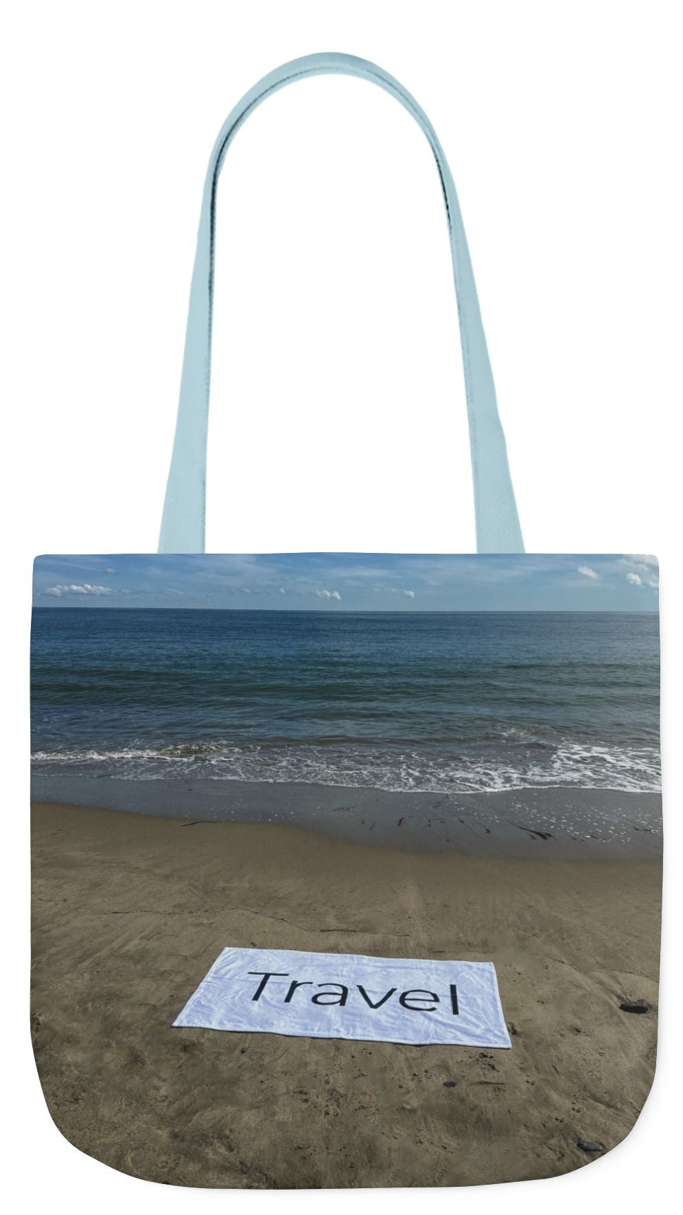 Travel Tote Bag 18” x 18” same print on each side. 4 Handle Color Options. “Beachfront Travel Bag”