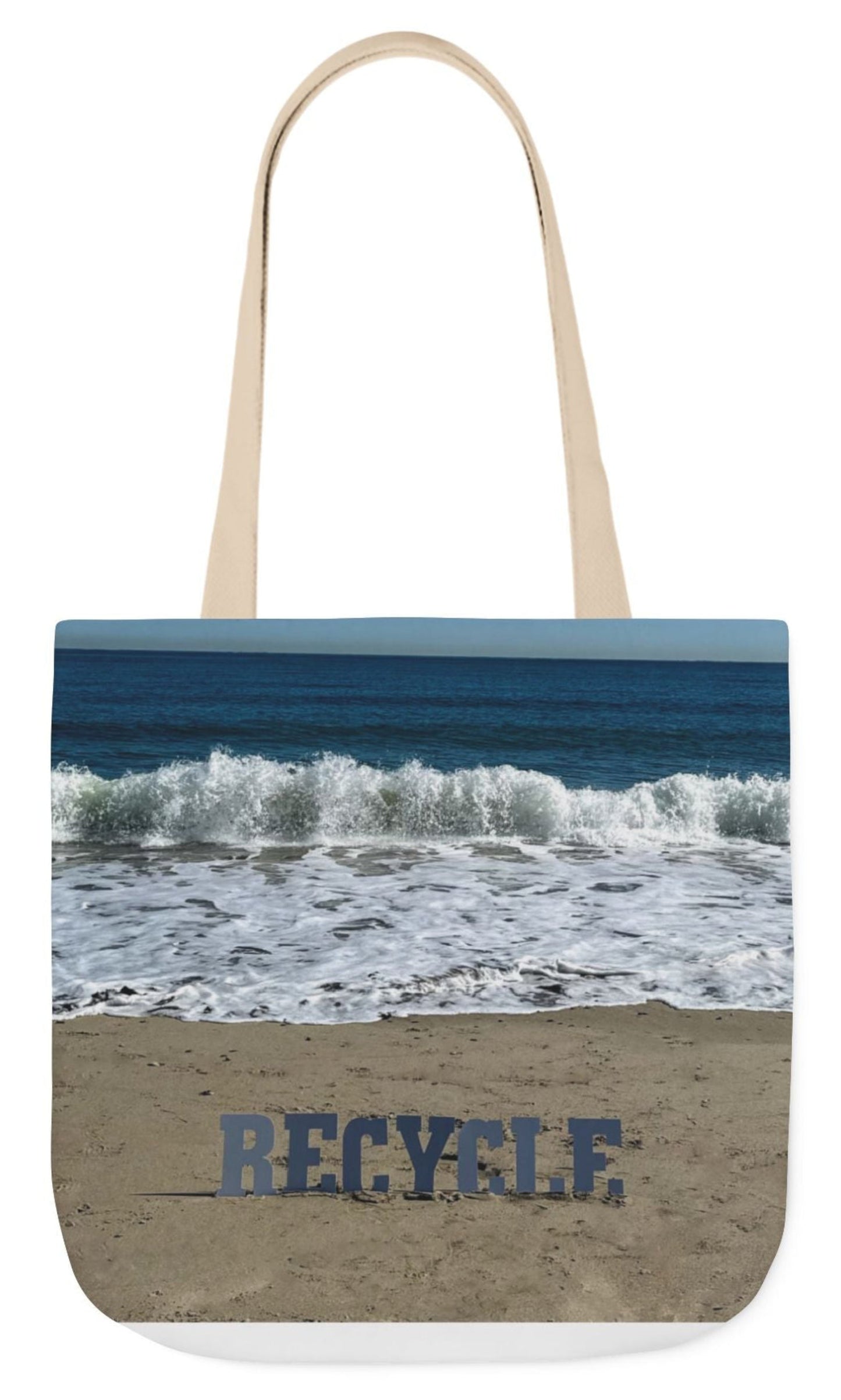 recycle tote bag 18" x 18" beach scene