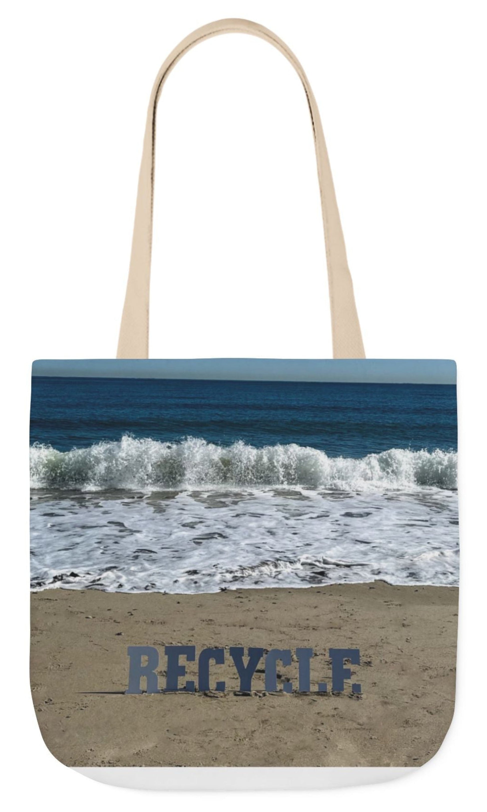 recycle tote bag 18" x 18" beach scene
