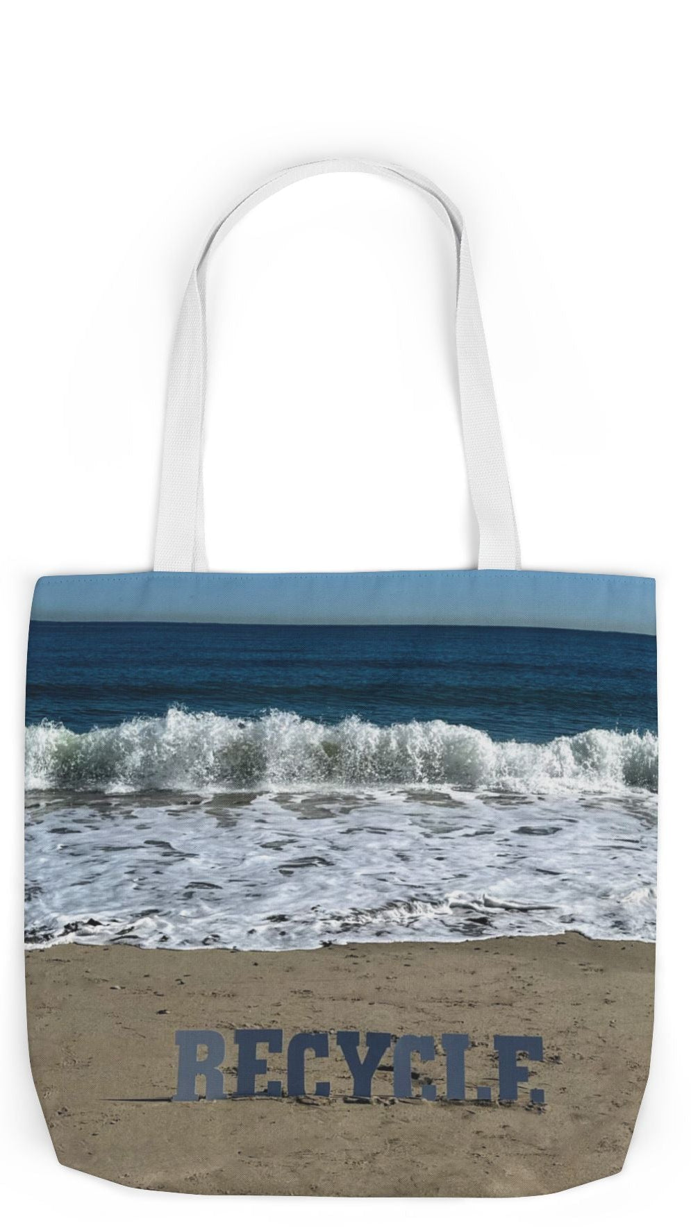 Recycle Tote Bag 18” x 18” same print on each side. 5 Handle Color Options. "Beach Recycle Bag"