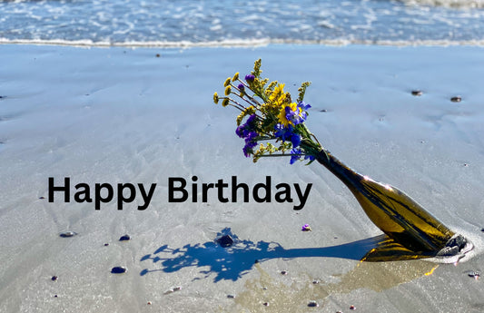 Digital Birthday Card| Seaside Flowers in a Bottle Happy Birthday| Send or Print
