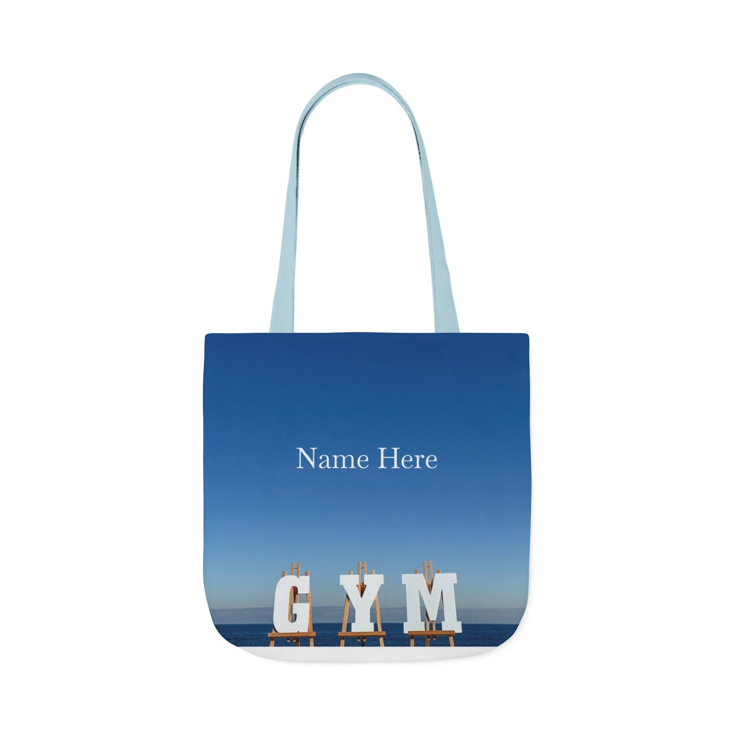 Gym Tote Bag “18 x 18” Same Allover Print on Each Side. 4 Handle Color Options. “Seaside Gym Bag”.(Personalize it)