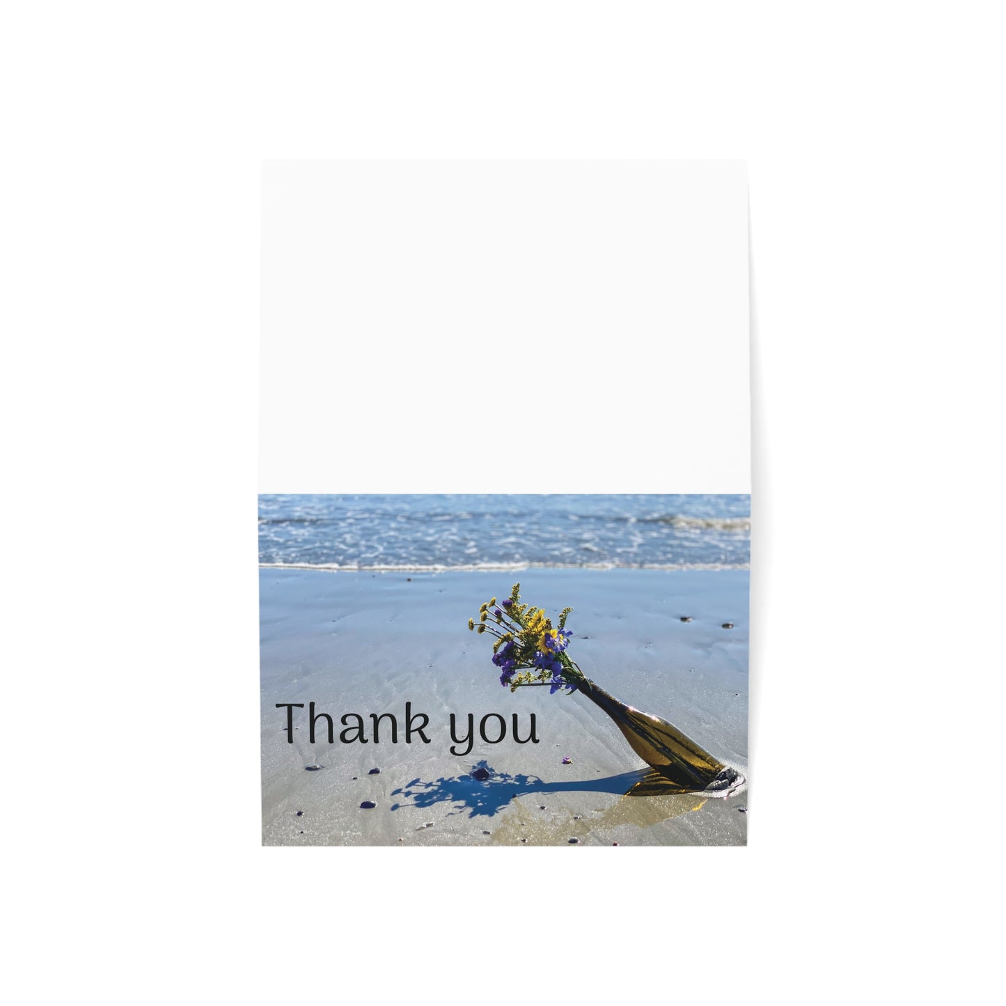 Set of 10 Thank You Cards with matching envelopes and a Matte Finish “Seaside Flowers in a Bottle”