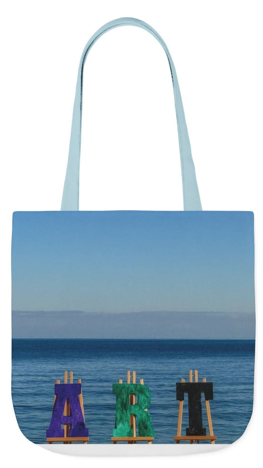 Art Tote Bag 18" x 18" same print on each side, 5-Color Handle options. "Seashore Art"