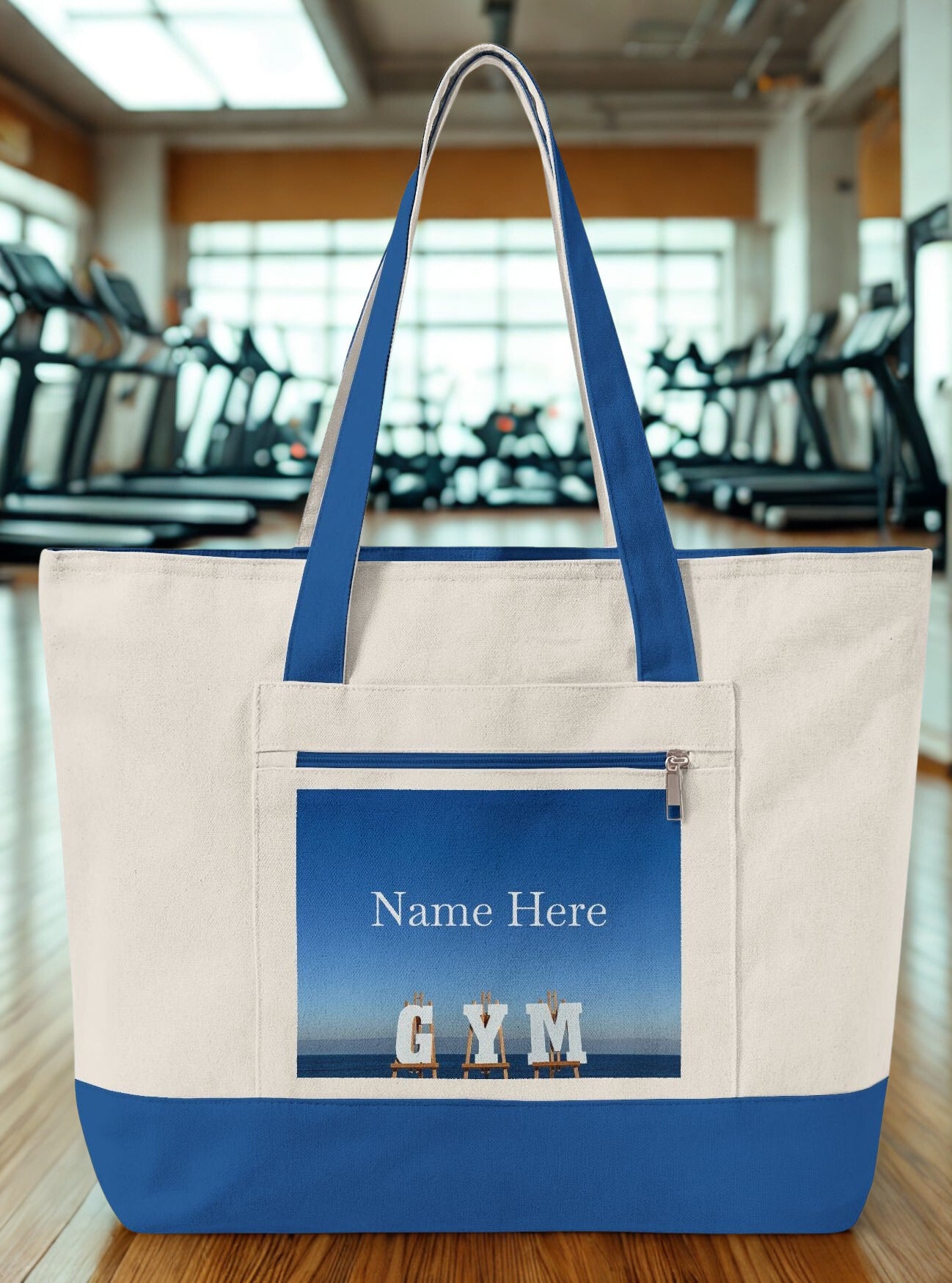 Personalized Seaside Gym Tote Bag - Zippered Series