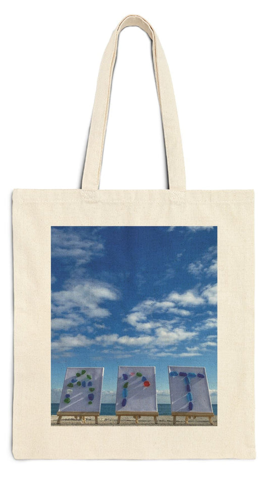 Art Tote Bag Natural Color 15" x 16" Cotton Canvas Print on One Side. " Seaside Art"