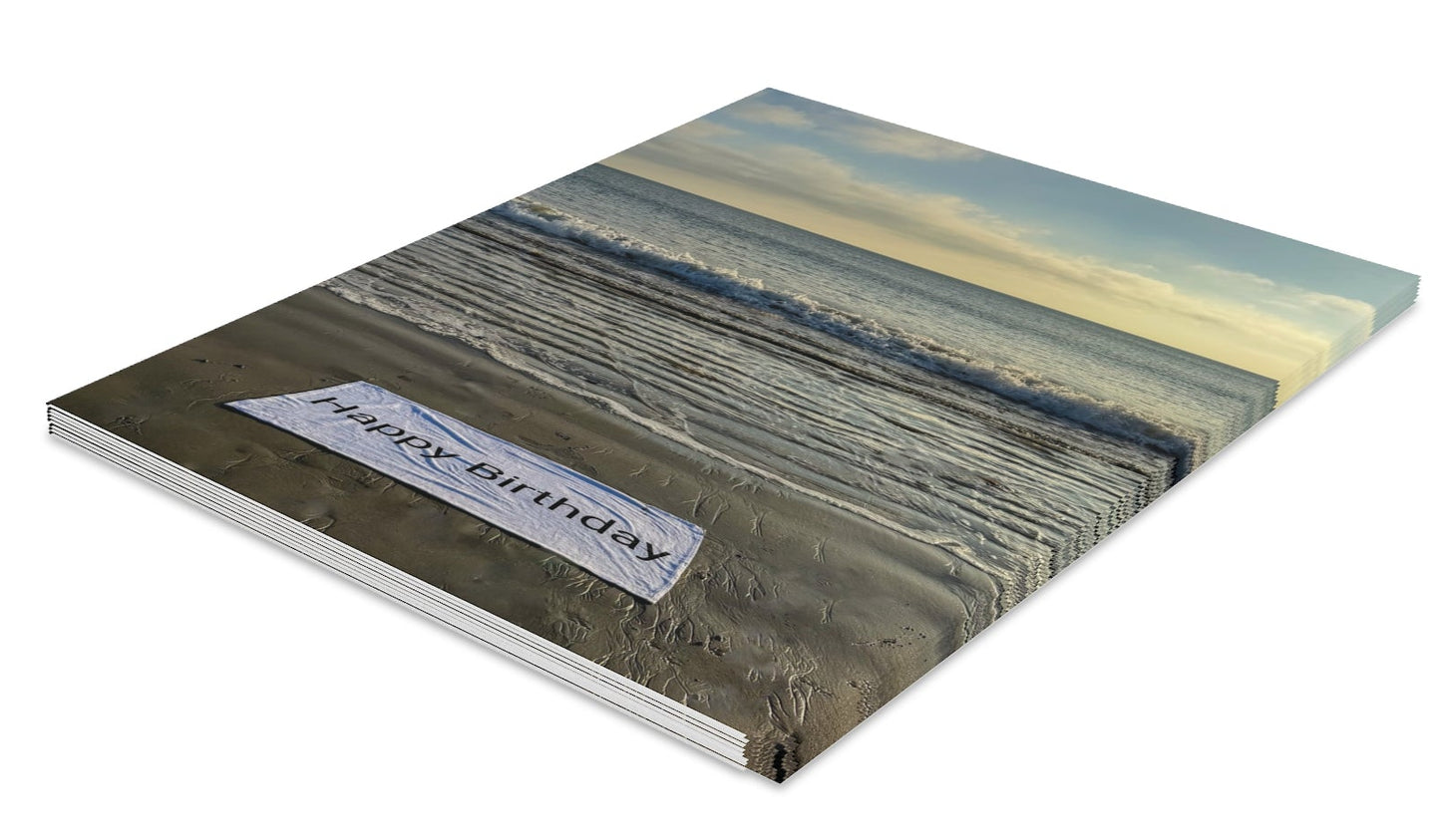 Beachfront Birthday Card 8 Pack with envelopes.