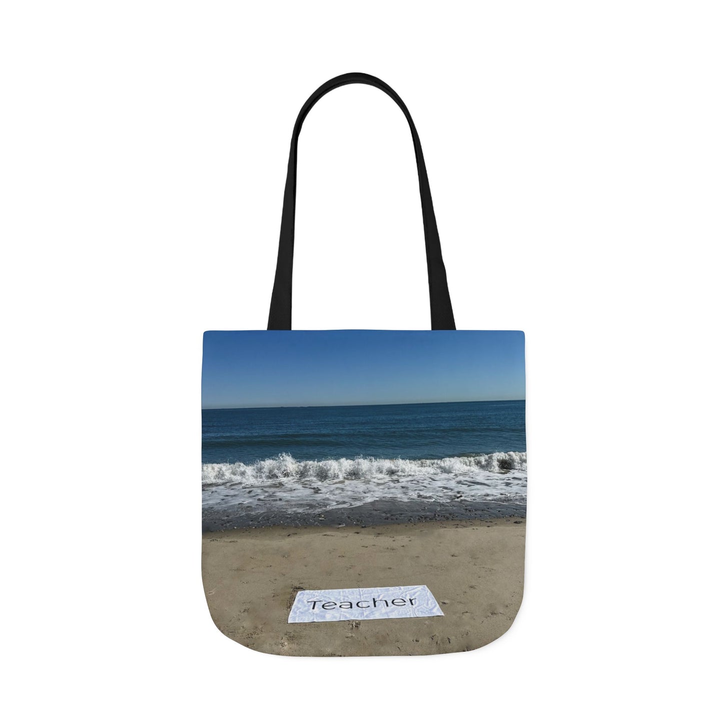 Teacher Tote Bag 18” x 18”  same print on each side. 5 Handle Color Options. “Beachfront Teacher Bag”