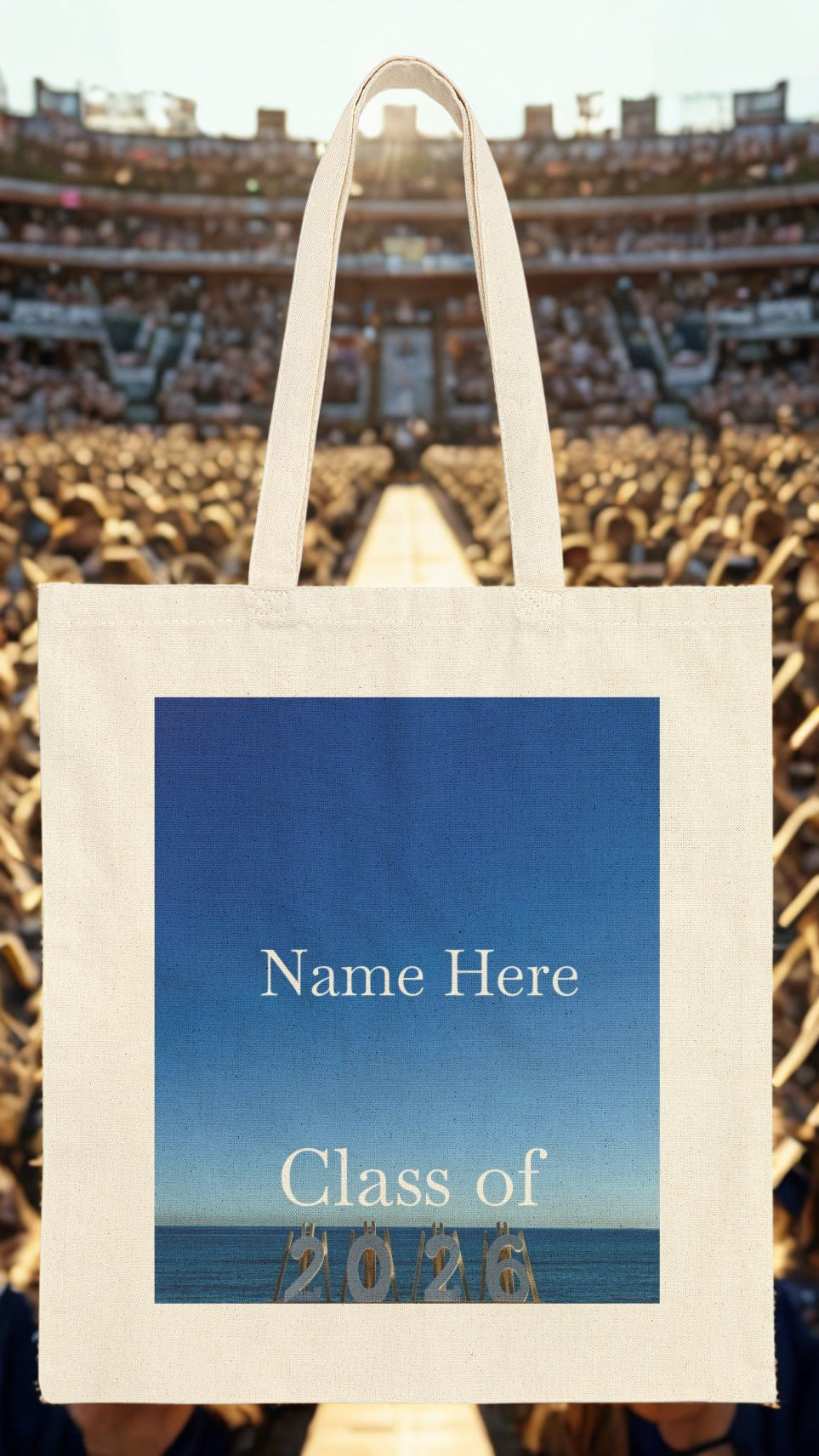 Personalized Seaside Class of 2026 Tote Bag Natural Color - Graduation Gift