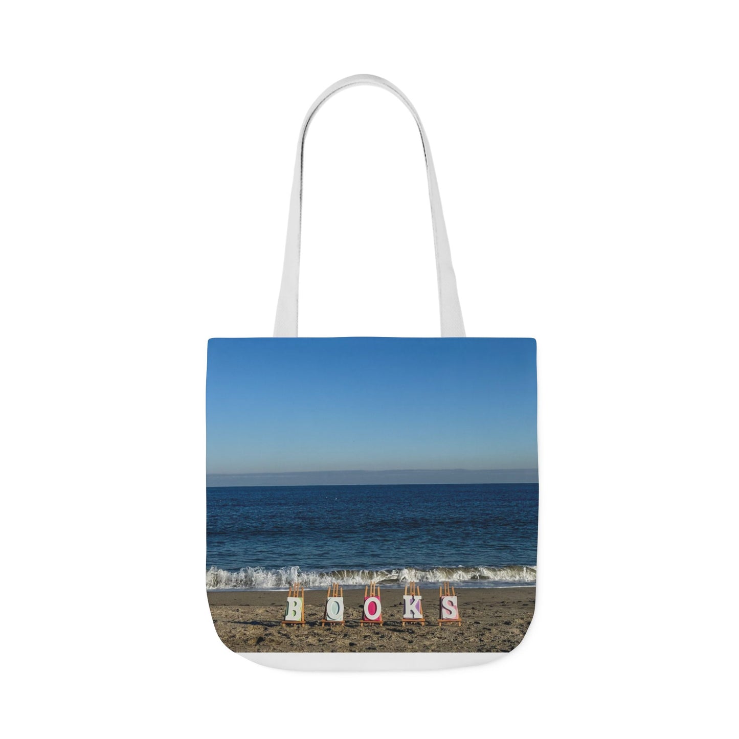 Book Tote Bag 18” x 18” different print on each side.5 Handle Color Options. “Seaside & Beachfront Book Tote Bag Personalized”