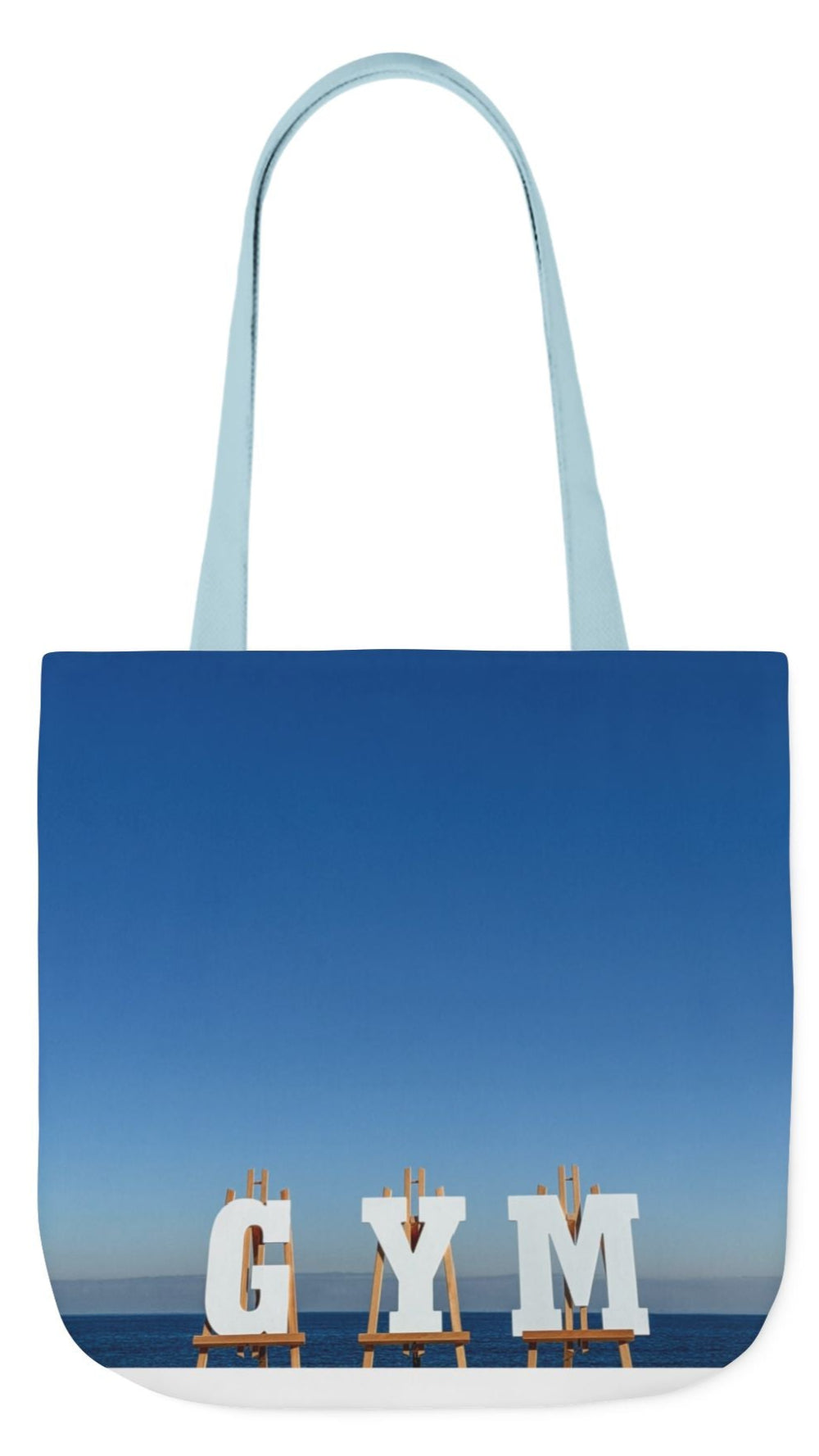Gym Tote Bag “18 x 18” Same Allover Print on Each Side. 4 Handle Color Options. “Seaside Gym Bag”.