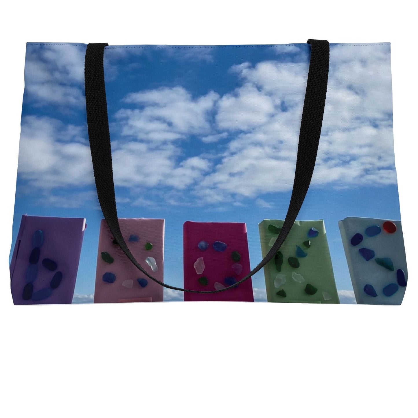 Book Weekender Tote Bag 24" x 13" Same Print on Both Sides. "Books in the Clouds"
