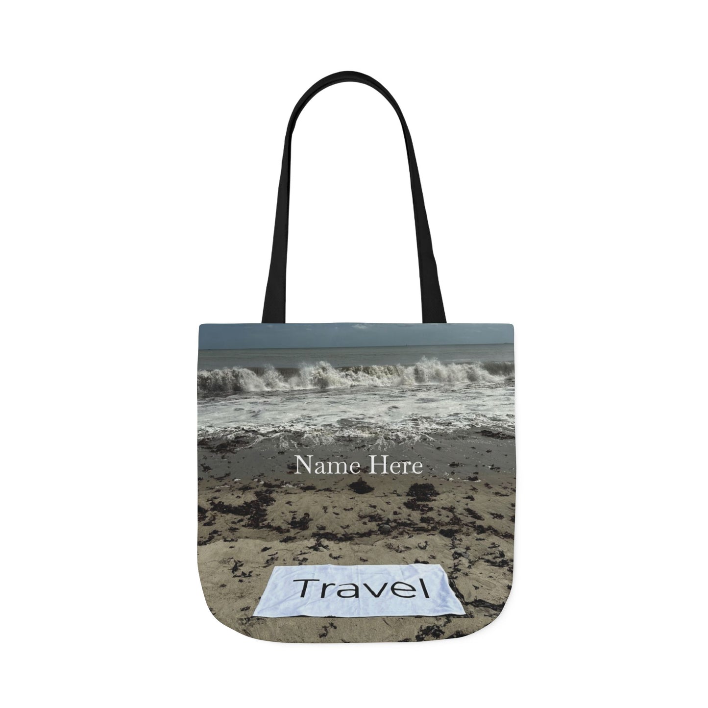 Travel Tote Bag 18” x 18” Same Print on Each Side. 4 Handle Color Options. “Wild Waves Travel Bag Personalized"