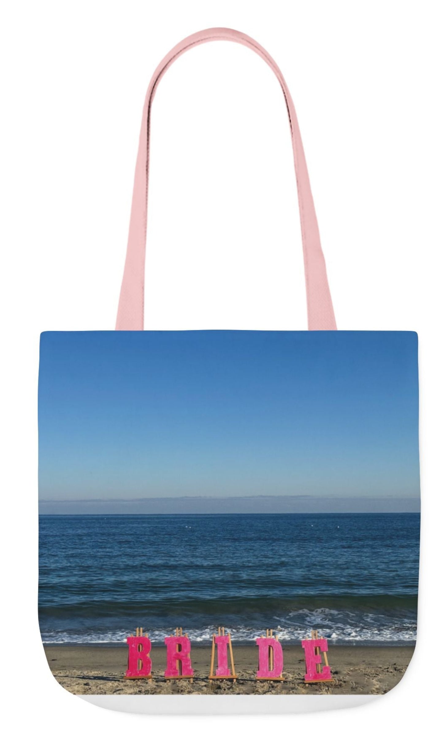 back of double sided bride tote bag 18 x 18