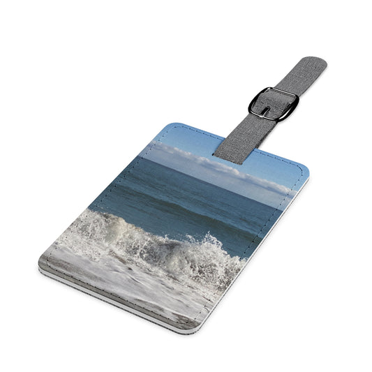Polyester Luggage Tag Rectangle with strap Print on one side fabric on the other. " Big Waves Travel Tag"