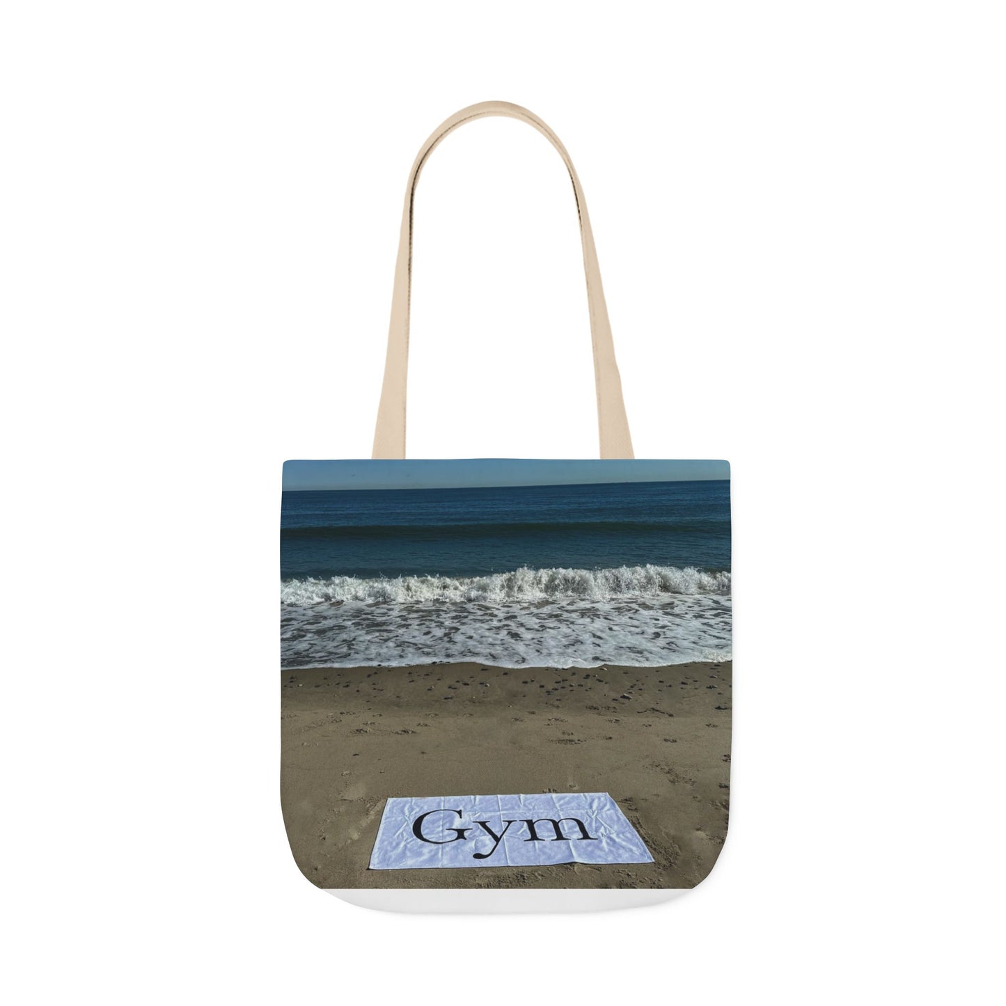 Gym Tote Bag 18” x 18” same print on each side. 5 Handle Color Options. "Beachfront Gym Bag