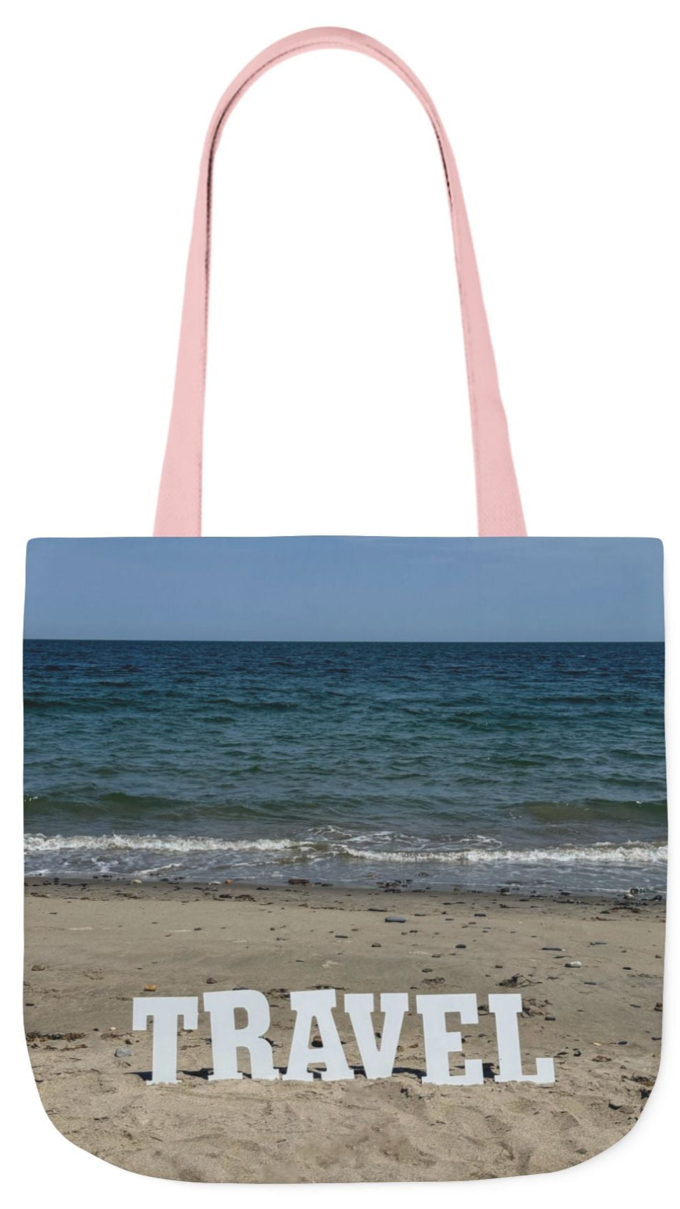 Travel Tote Bag 18” x 18” Same Allover Print on Each Side. 4 Different Handle Color Options. “Beach Travel Bag”