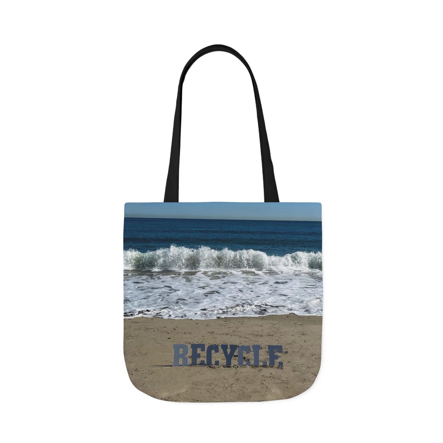 Recycle Tote Bag 18” x 18” same print on each side. 5 Handle Color Options. "Beach Recycle Bag Personalized”