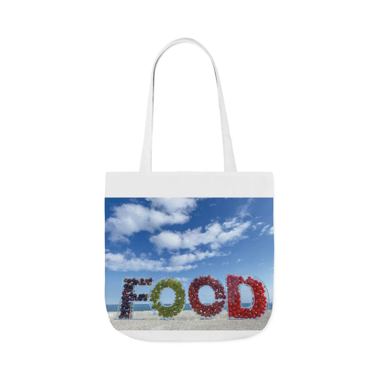 Food Tote Bag 18" x 18" Same Print on Both Sides, 4 Handle Color Options, "Seashore Food Bag"