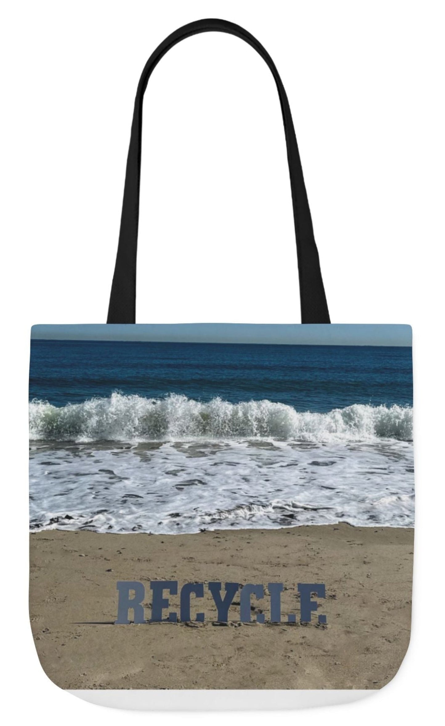 recycle tote bag 18" x 18" beach scene