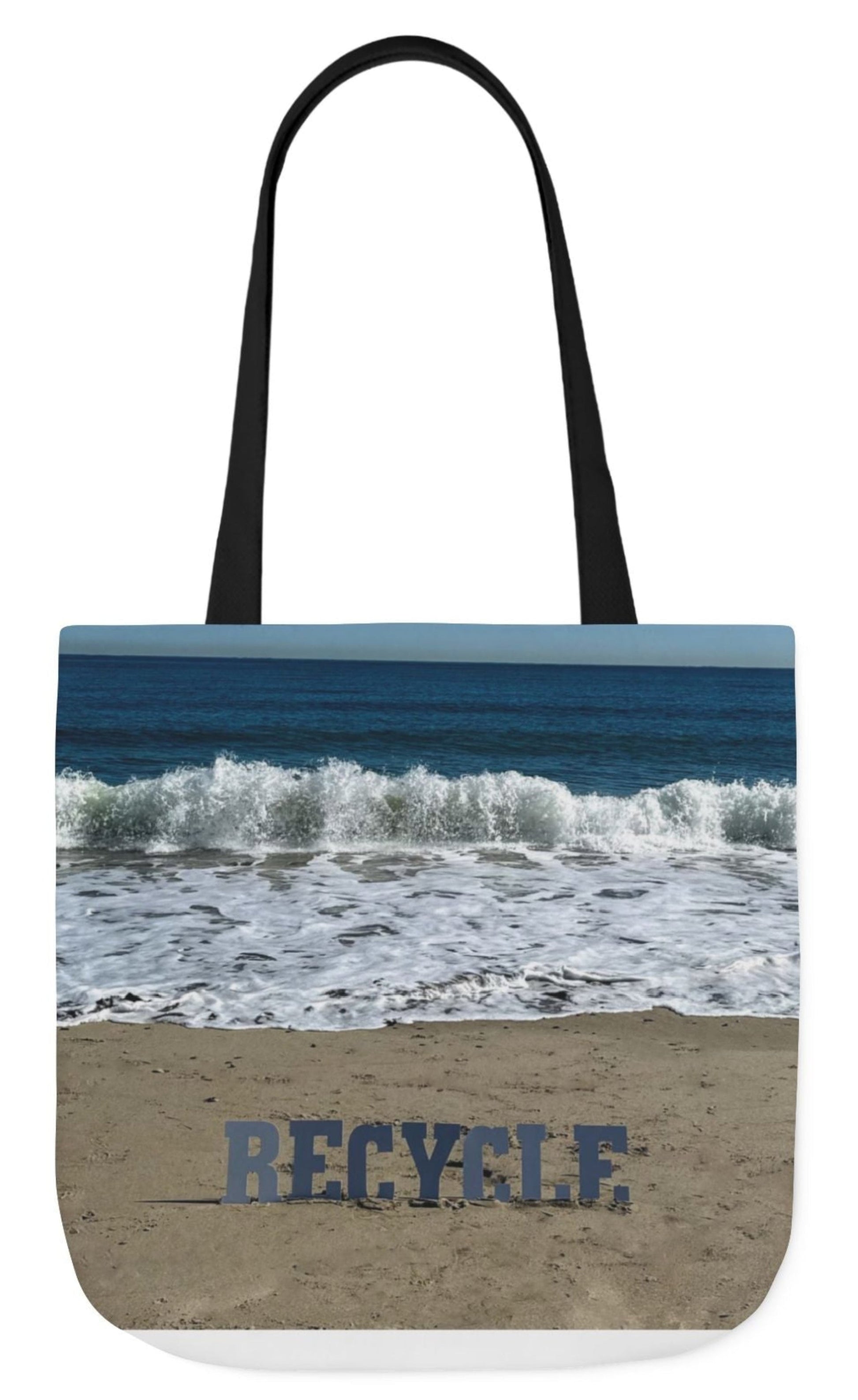 recycle tote bag 18" x 18" beach scene