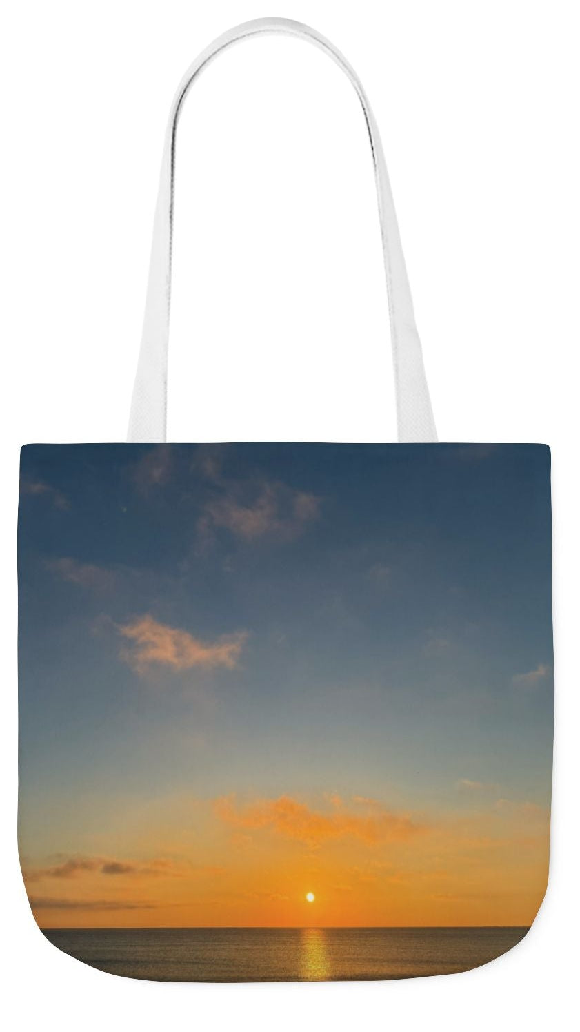 Personalized Everyday Tote Bag 13” x 13” different print on each side. 5 Handle Color Options. option. “Seaside Sunrising”