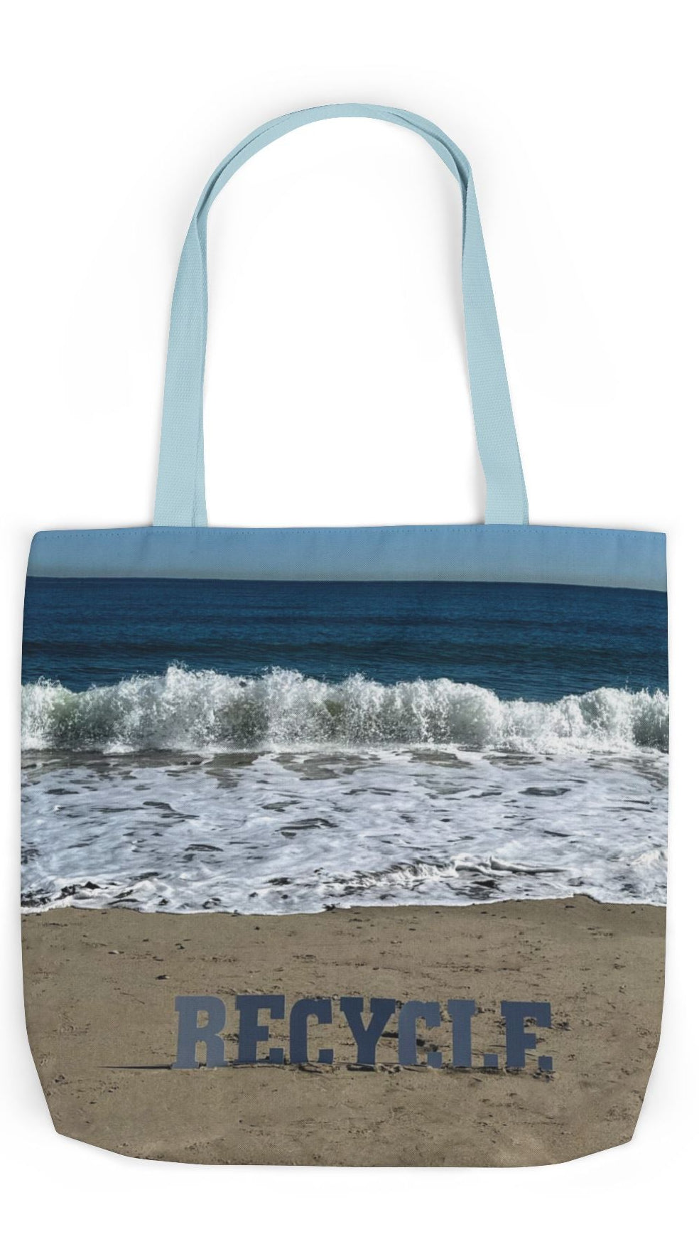 Recycle Tote Bag 18” x 18” same print on each side. 5 Handle Color Options. "Beach Recycle Bag"
