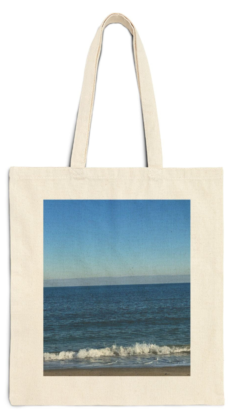 Beach Tote Bag Natural Color 15" x 16" Cotton Canvas Print on One Side. "Mild Waves"