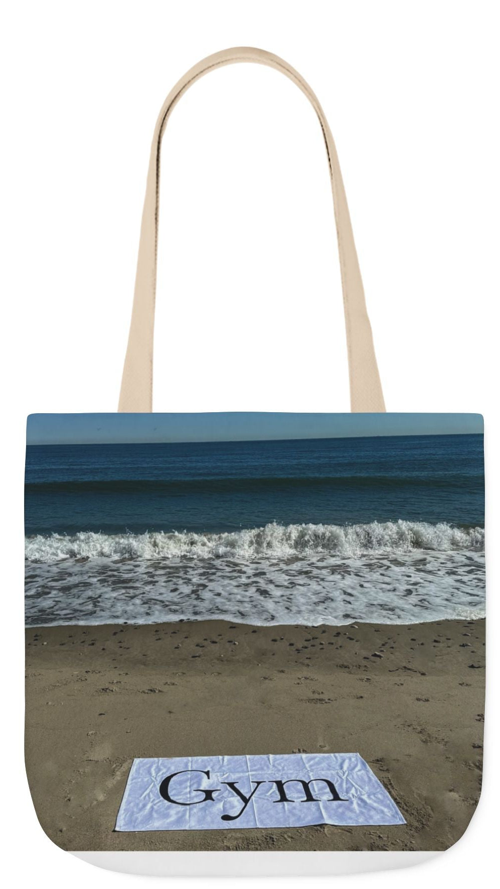 Gym Tote Bag 18” x 18” same print on each side. 5 Handle Color Options. "Beachfront Gym Bag