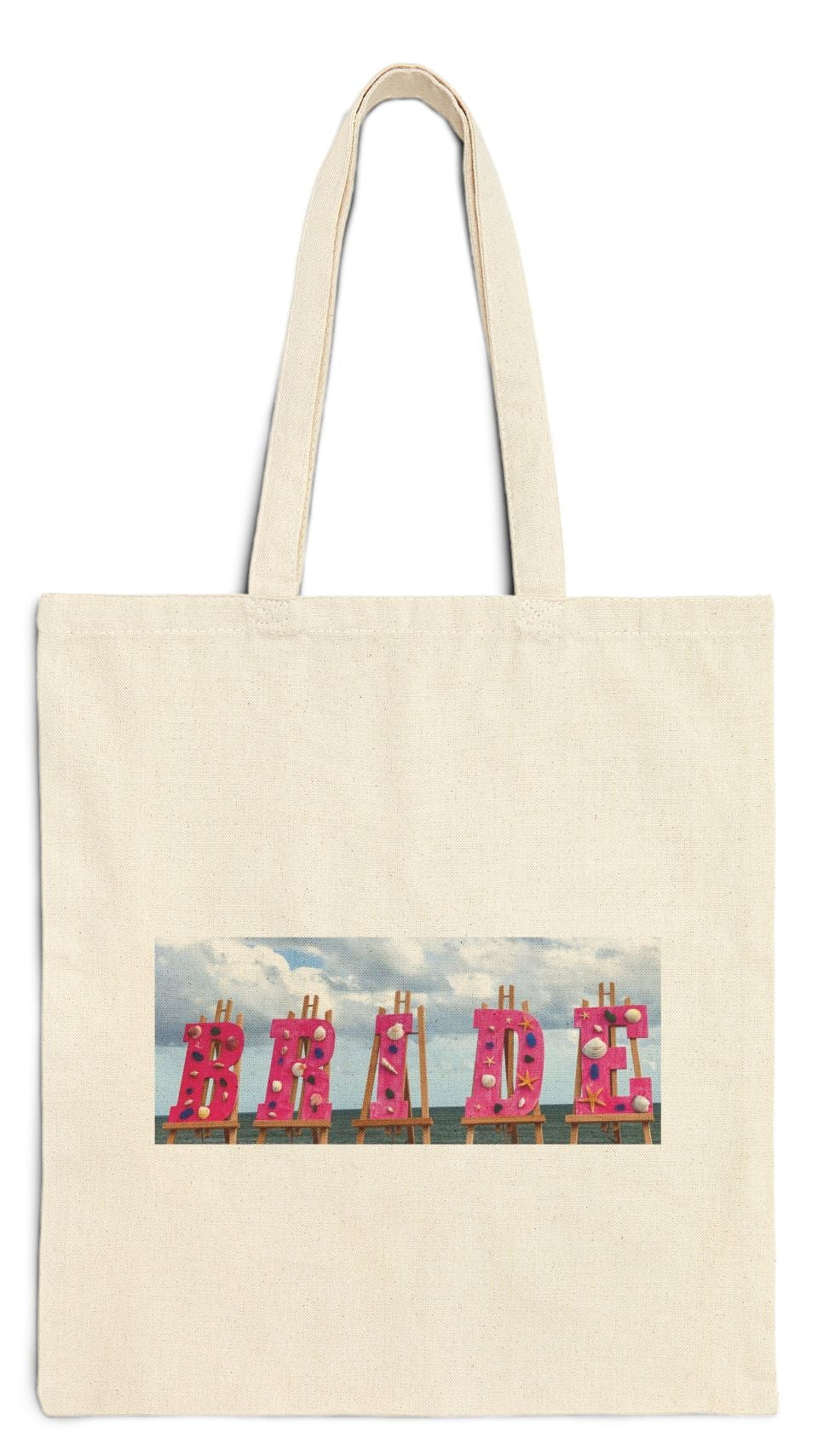 Bride Tote Bag Natural Color 15" x 16" Cotton Canvas Print on One Side. "Sea Bride Bag".