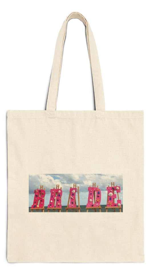 Bride Tote Bag Natural Color 15" x 16" Cotton Canvas Print on One Side. "Sea Bride Bag".