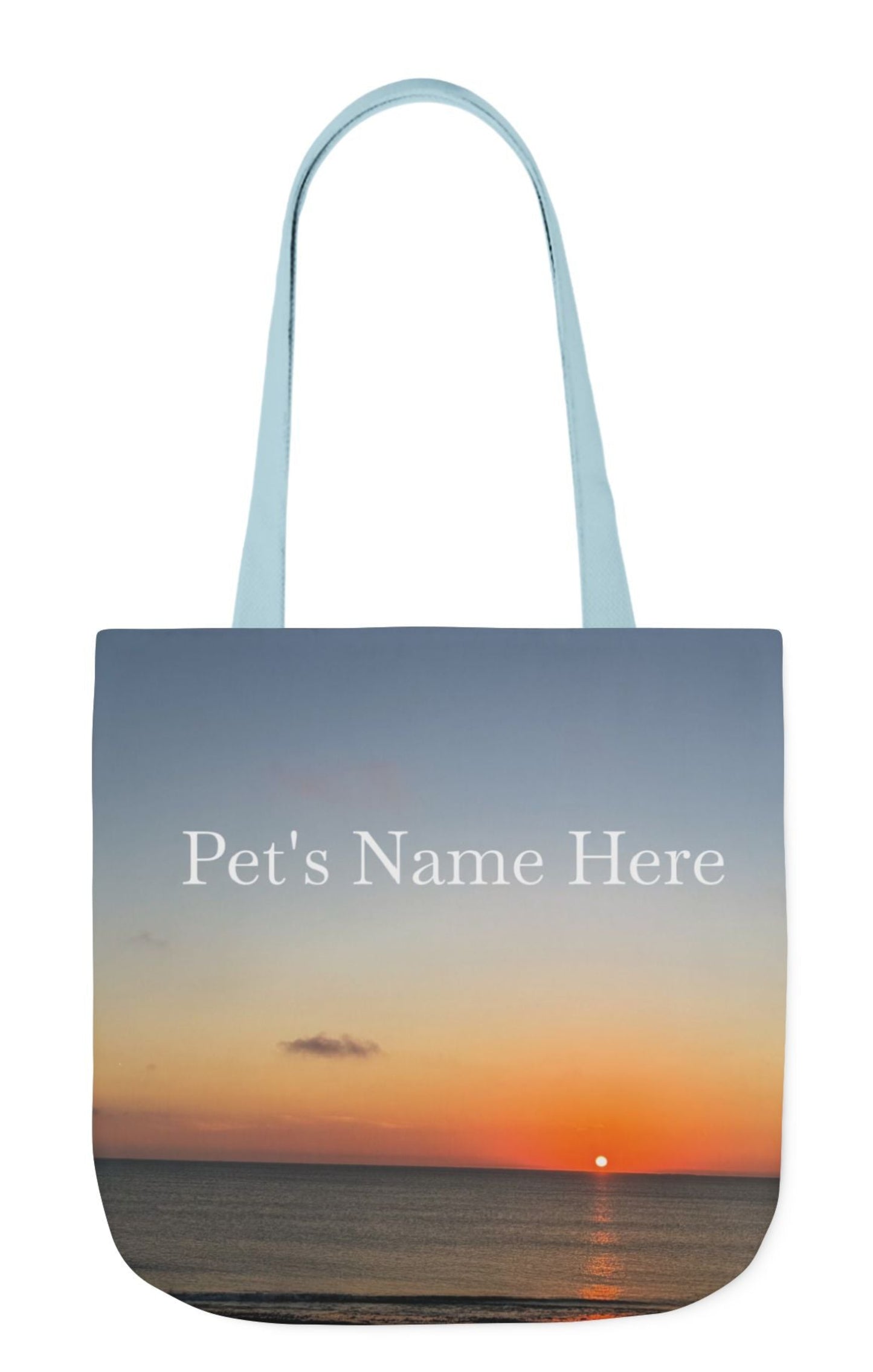 pet's name tote bag sunrising blue handles
