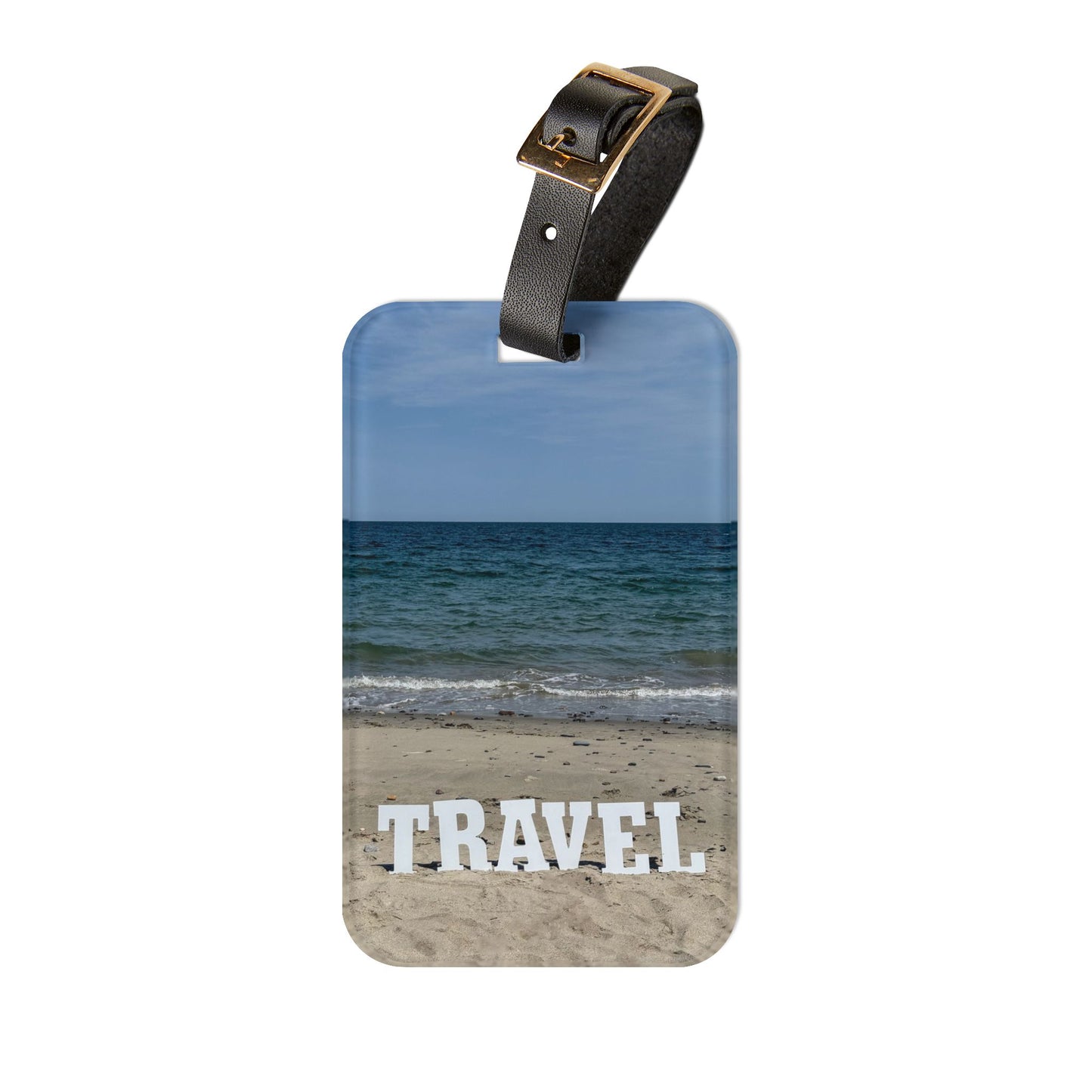 Acrylic Luggage Tag With Strap and info Card on the Back "Beach Travel Tag"