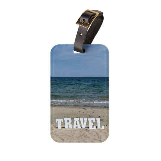 Acrylic Luggage Tag With Strap and info Card on the Back "Beach Travel Tag"