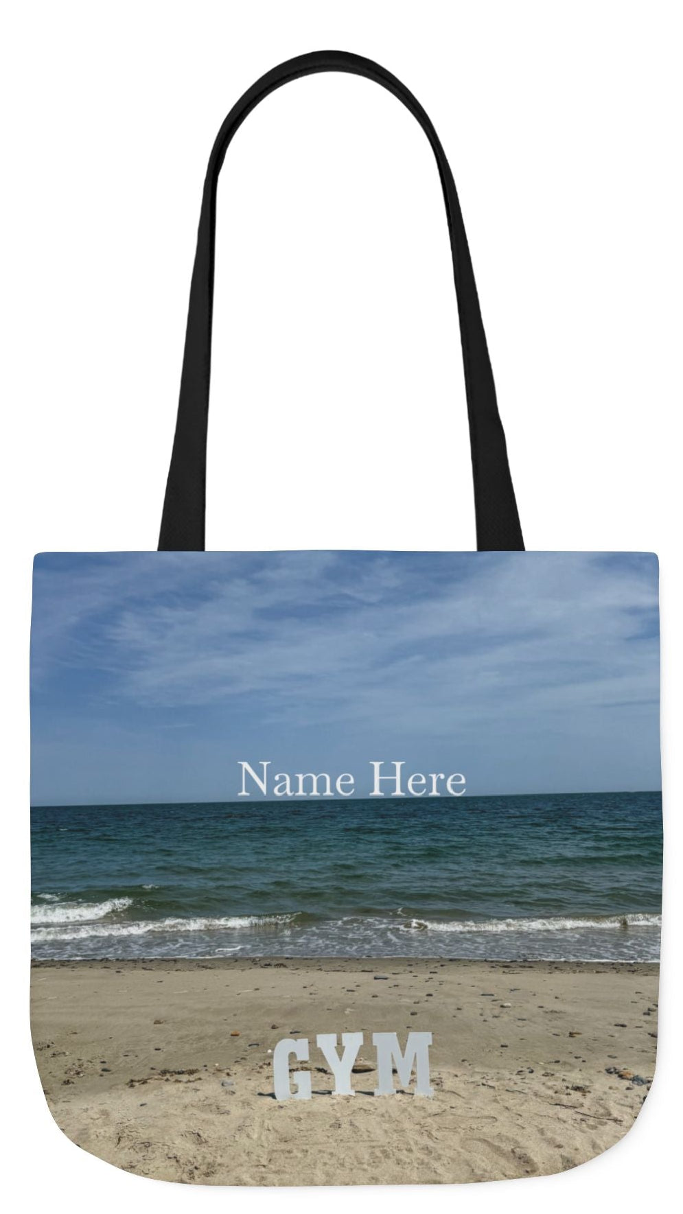 Gym Tote Bag 18” x 18” Same Print on Each Side. 4 Handle Color Options. “Beach Gym Bag Personalized"