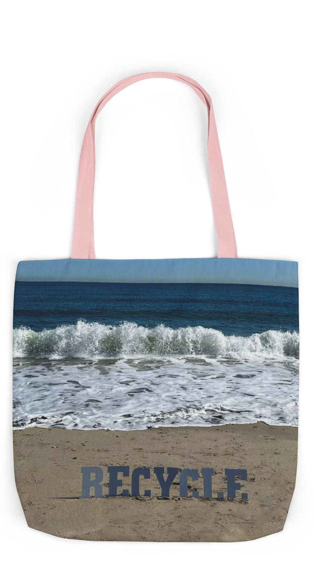 Recycle Tote Bag 18” x 18” same print on each side. 5 Handle Color Options. "Beach Recycle Bag"