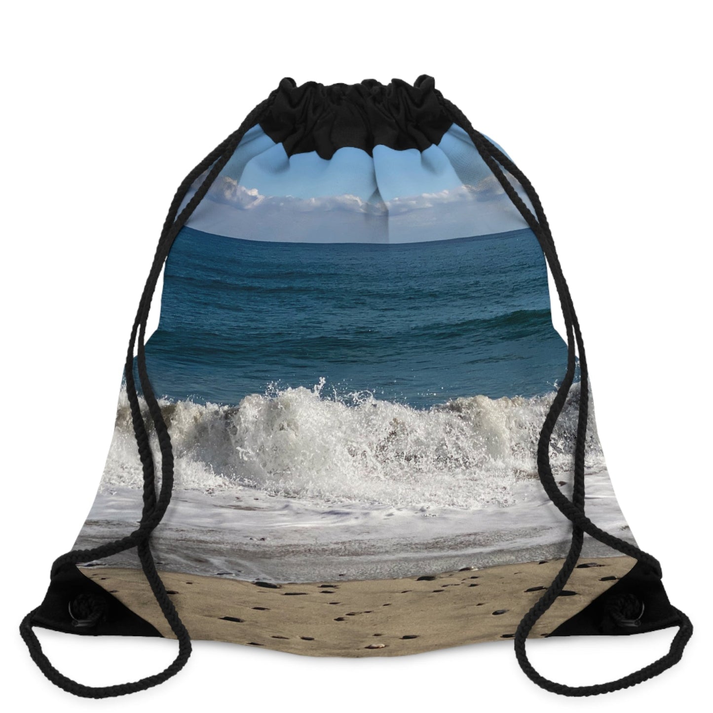 Lightweight Drawstring Bag Same Print on Each Side "Big Waves"
