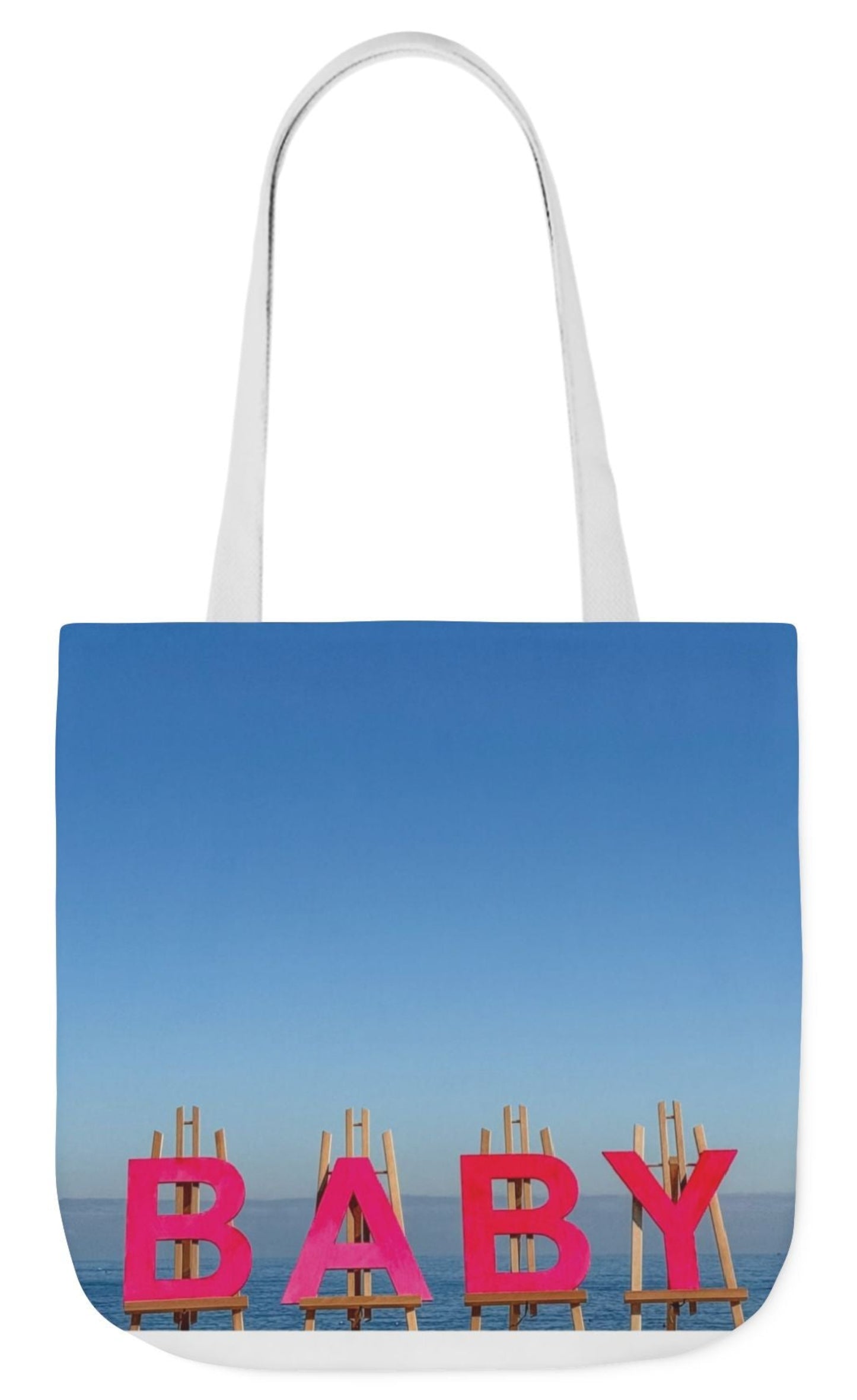 baby girl tote bag white handles 18" x 18" baby gift double sided print