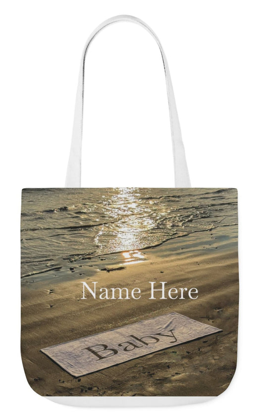 baby tote bag beach theme 18" x 18" white handles