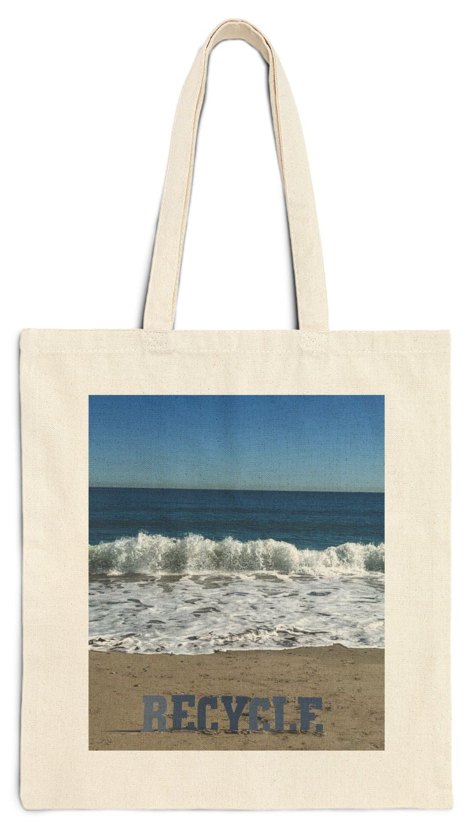 Recycle Tote Bag 15" x 16" Natural Color Cotton Canvas. "Beach Recycle Bag"