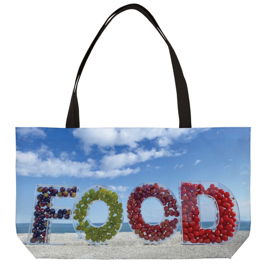 Food Weekender Tote Bag 24" x 13" Same Print on Both Sides. "Seashore Food Bag"