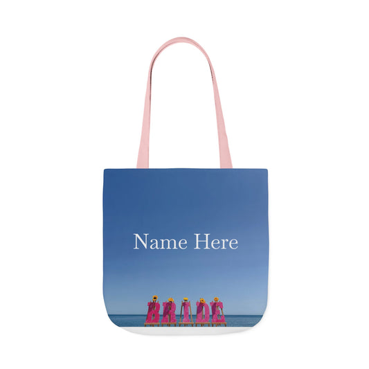Bride Tote Bag 18" x 18" same print on each side. Pink or White Handles option. "Shoreline Bride Bag Personalized"