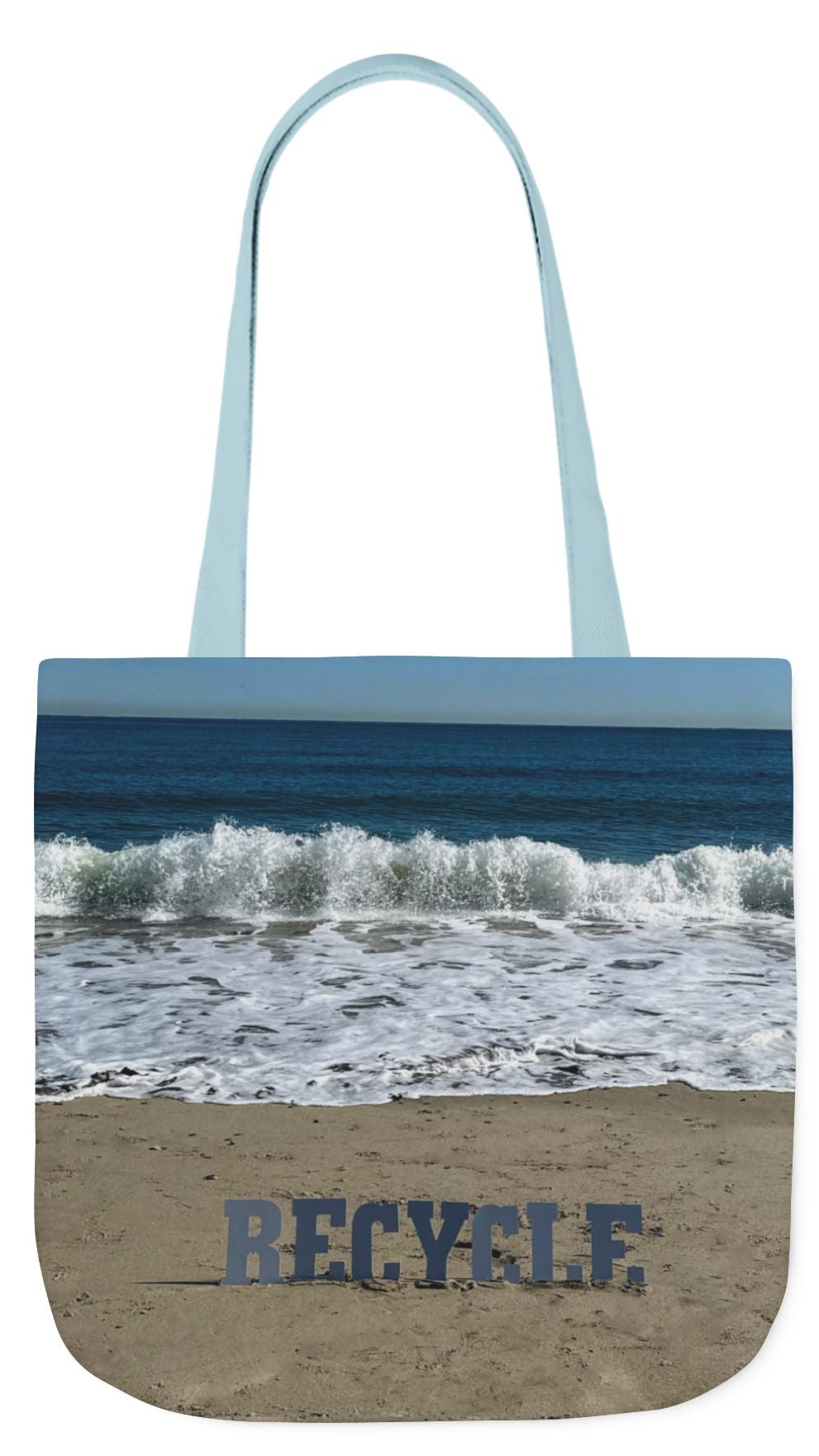 Recycle Tote Bag 18” x 18” same print on each side. 5 Handle Color Options. "Beach Recycle Bag"